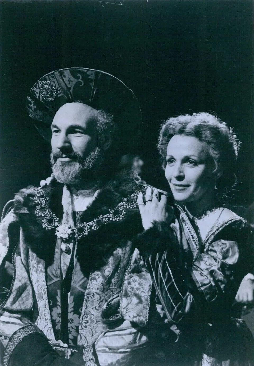 Patrick Stewart as King Claudius in Hamlet, in a 1980 PBS publicity photo.