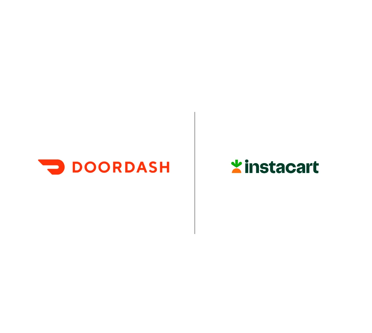 DoorDash and Instacart logos side by side, separated by a thin vertical line.
