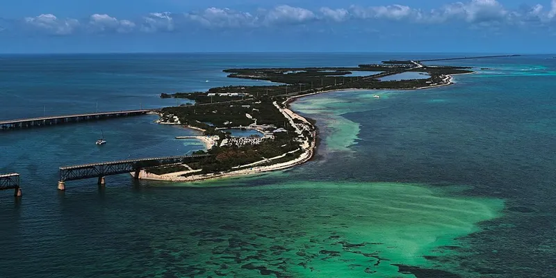 Aerial view of Bahia Honda Key and its turquoise water